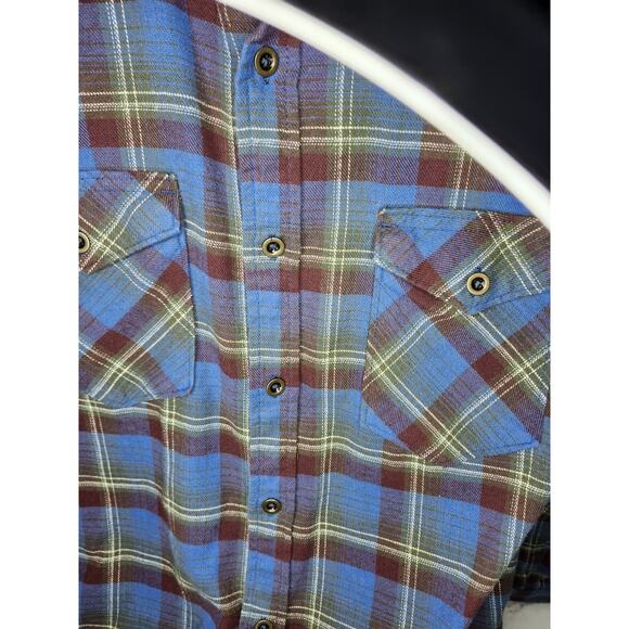Wrangler Western Pearl Snap Flannel Shirt Plaid Long Sleeve Cowboy Size M - Picture 8 of 9
